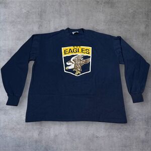 Vintage 80s N.D.A. Eagles Long Sleeve T-Shirt Jerzees Heft-T Navy‎ Blue L USA